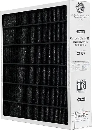 Lennox X7935 20x20x5 Healthy Climate Carbon-Clean MERV 16 Filter Bundle with Same Day Supply Filter Change Reminder Magnet (1-Pack)